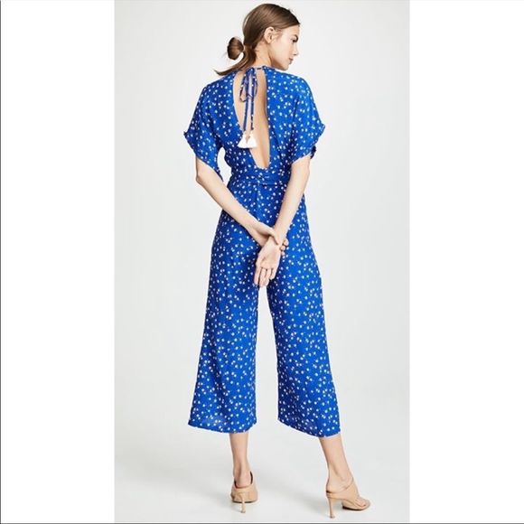 Faithfull The Brand La Villa Floral Jumpsuit Cobalt Betina Floral Size 4 Small - Picture 2 of 11